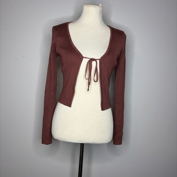 Love Tree- Purple Ribbed Long Sleeve with Front Tie - Picture 1 of 4